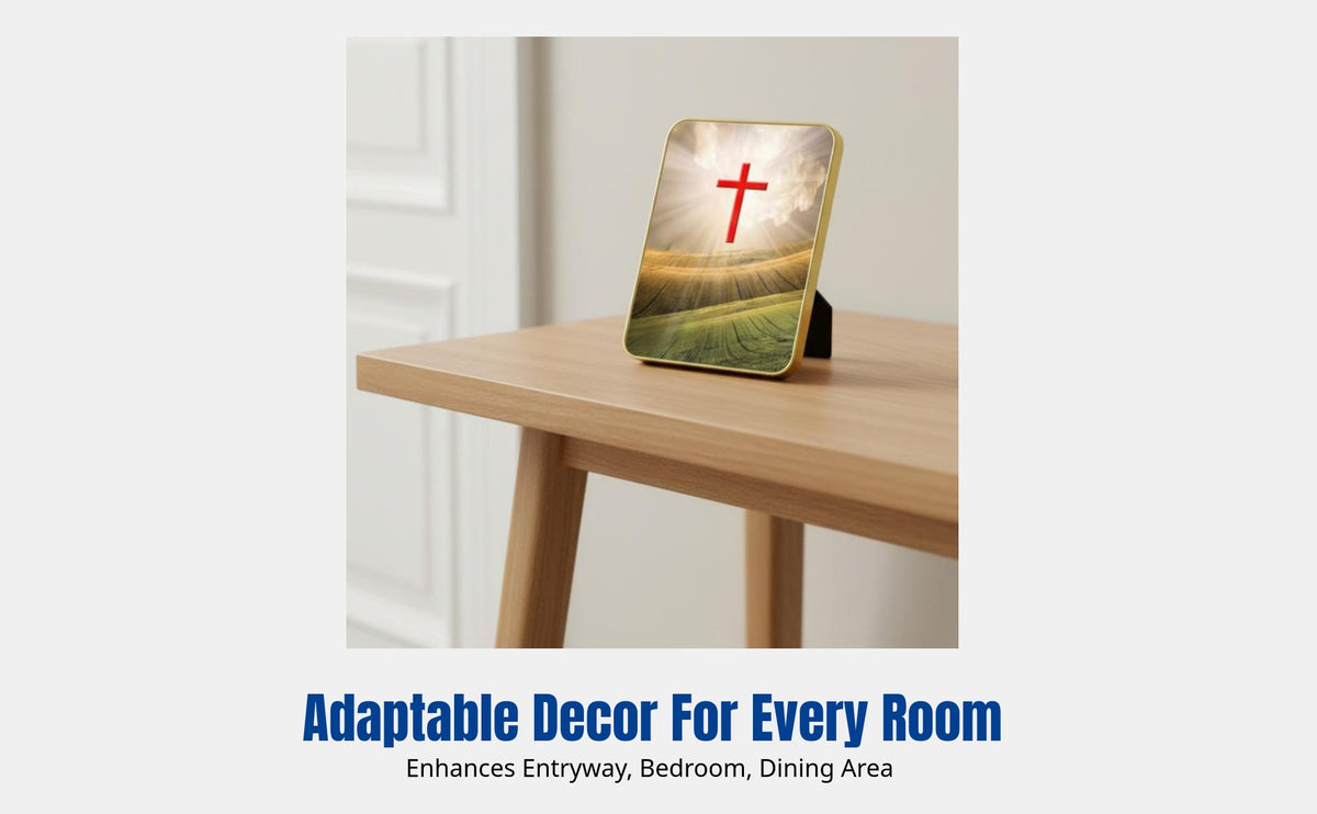 Cross picture frame, modern decorative accent for entryway, living room, housewarming, birthday, desktop decor
