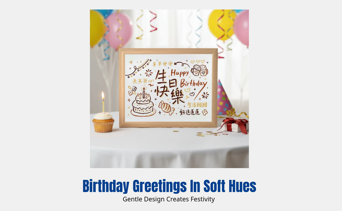 Birthday Cartoon Picture Frame, Hand-Painted Desktop Decor, High-Quality Gift for Friends, Cute Display