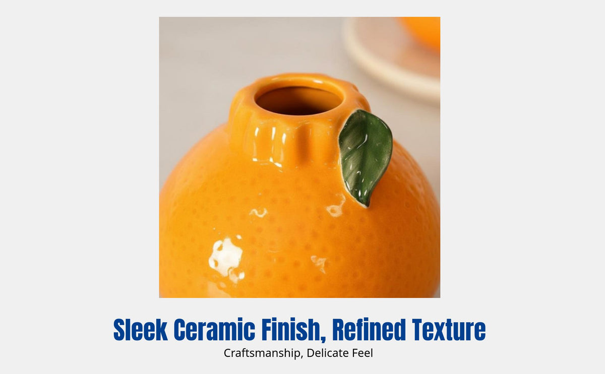 Ceramic Orange Vase, Mini Creative Desktop Flower Holder, Modern Decor for Living Room Dining Table