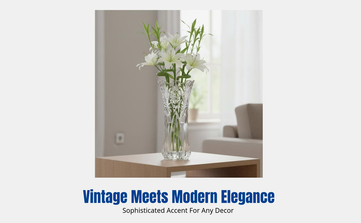 European Crystal Glass Vase, Thick Geometric Flower Holder, Home Decor for Living Room, Bedroom