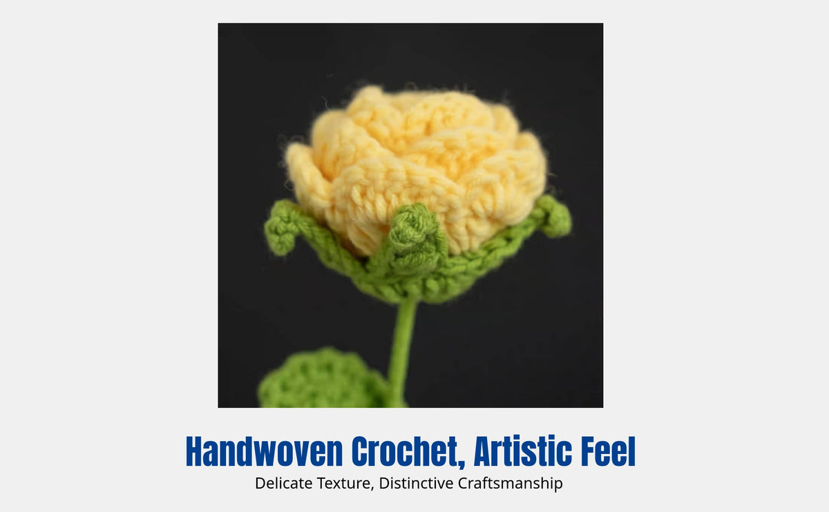 Crochet Flower Artificial Arrangement, Handmade Yarn Faux Flower, Gift for Valentine's Day, Teacher's Day, Home Decor