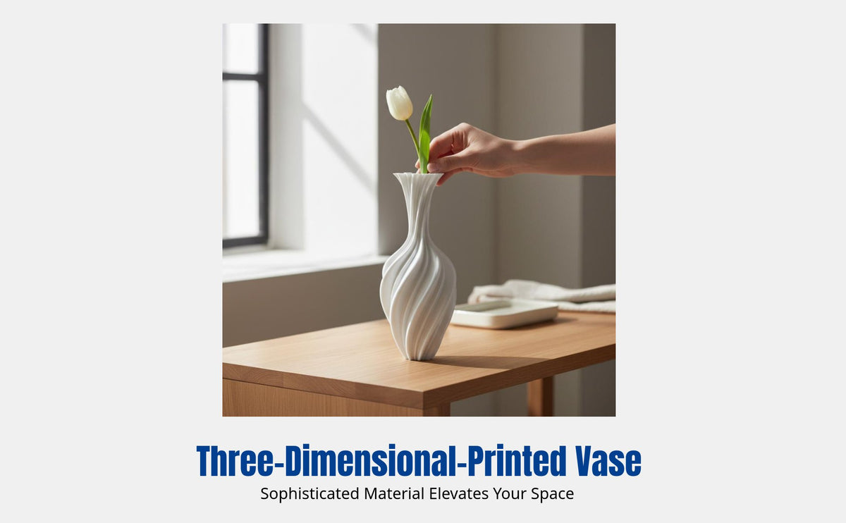 3D Printed Silk-Like Vase, Modern Decorative Flower Arrangement, Creative Gift Souvenir