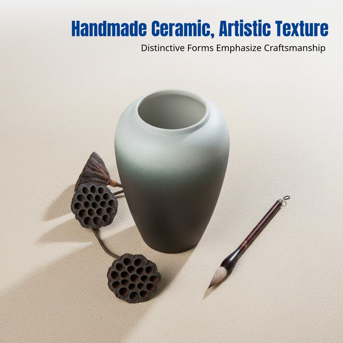 Ceramic Vase, Vintage Countertop Flower Holder, Handmade Decorative Pot, Modern Chinese Style