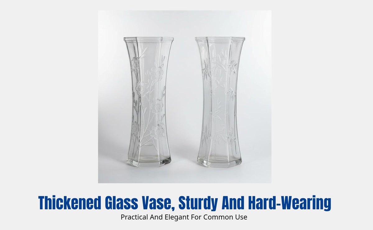 Glass Vase, Clear Vase for Lucky Bamboo, Flowers, Thick Desktop Decor, Living Room, Large
