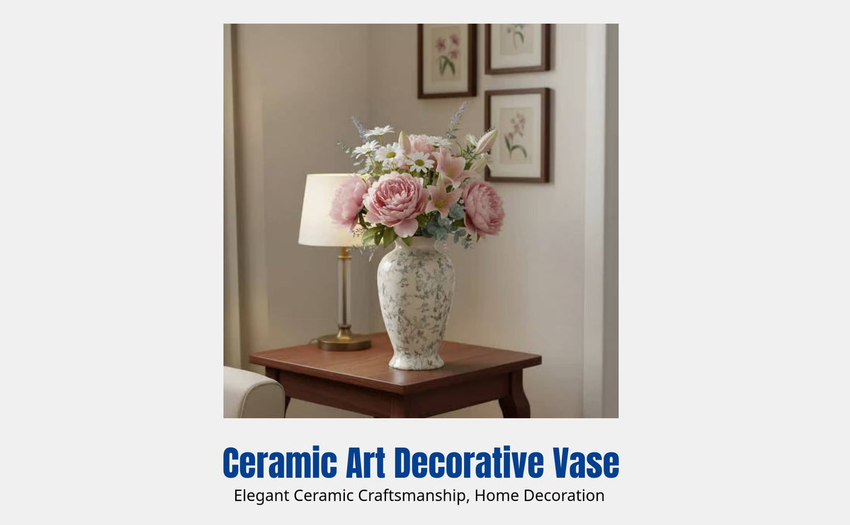 Modern Chinese Ceramic Vase, Navy and Cream Porcelain, Water Propagation, Desktop, Living Room, Dining Table, Office Decor