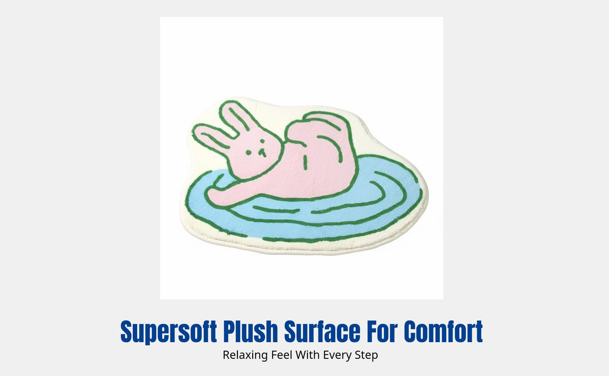 Cute Bunny Rug, Plush Absorbent Non-Slip Mat, Korean Style, Bathroom, Bedroom, Soft Faux Cashmere
