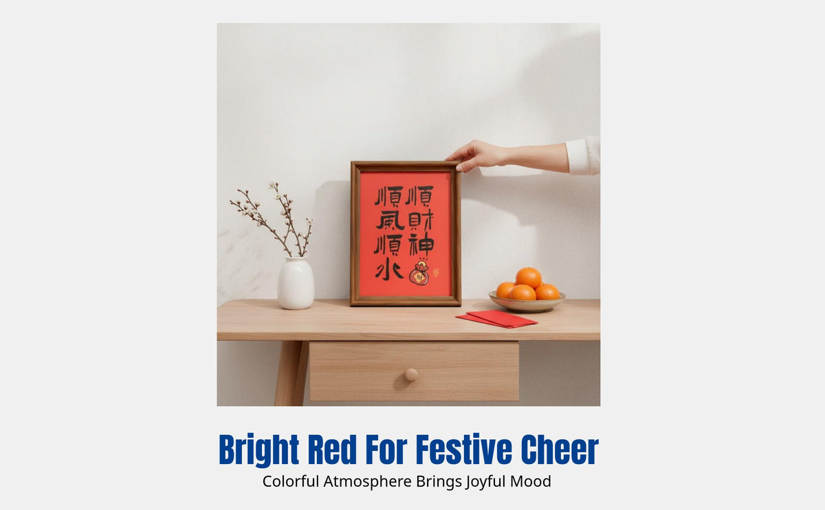 Chinese Style Red Picture Frame, Calligraphy Blessing, Desktop Decoration, Festive Gift