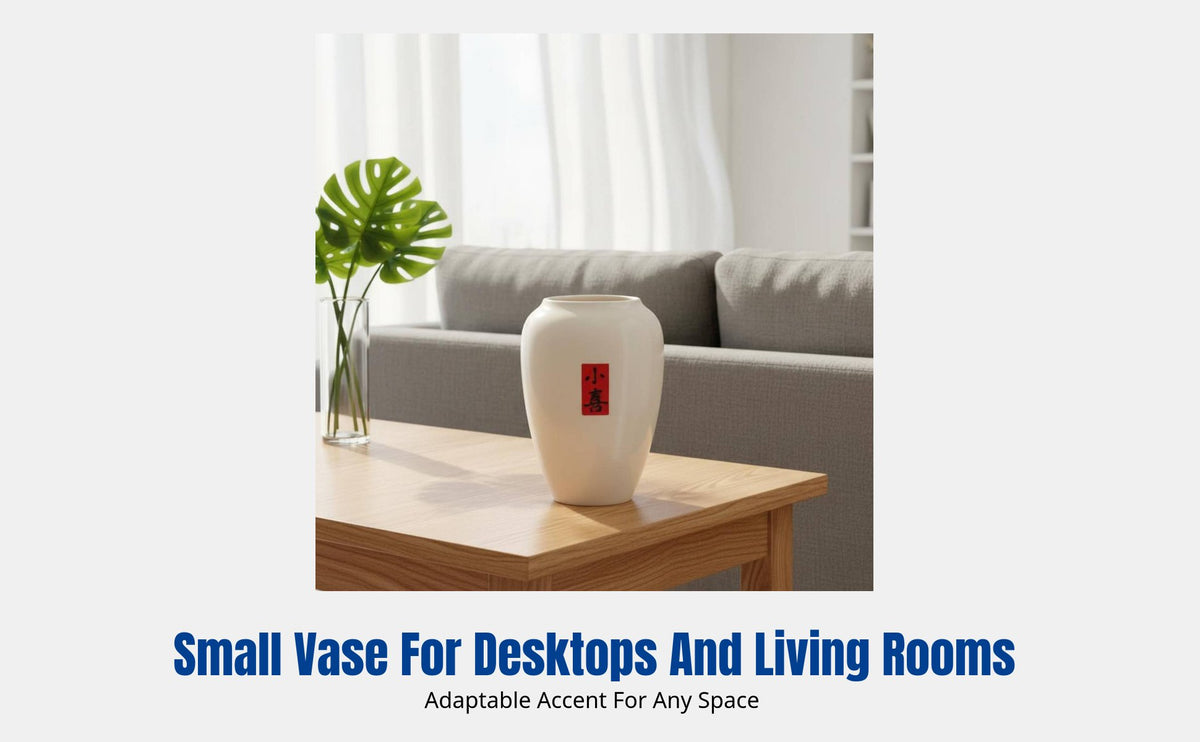Ceramic Vase, Small Desktop Hydroponic Flower Holder, Minimalist No-Hole Decor for Living Room
