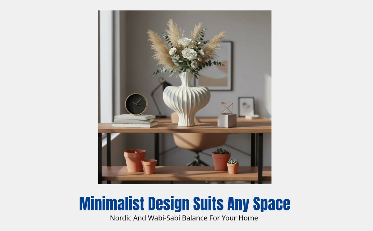 Ceramic-Look Vase, Wabi-Sabi Style, Desktop Flower Arrangement, Living Room Decor