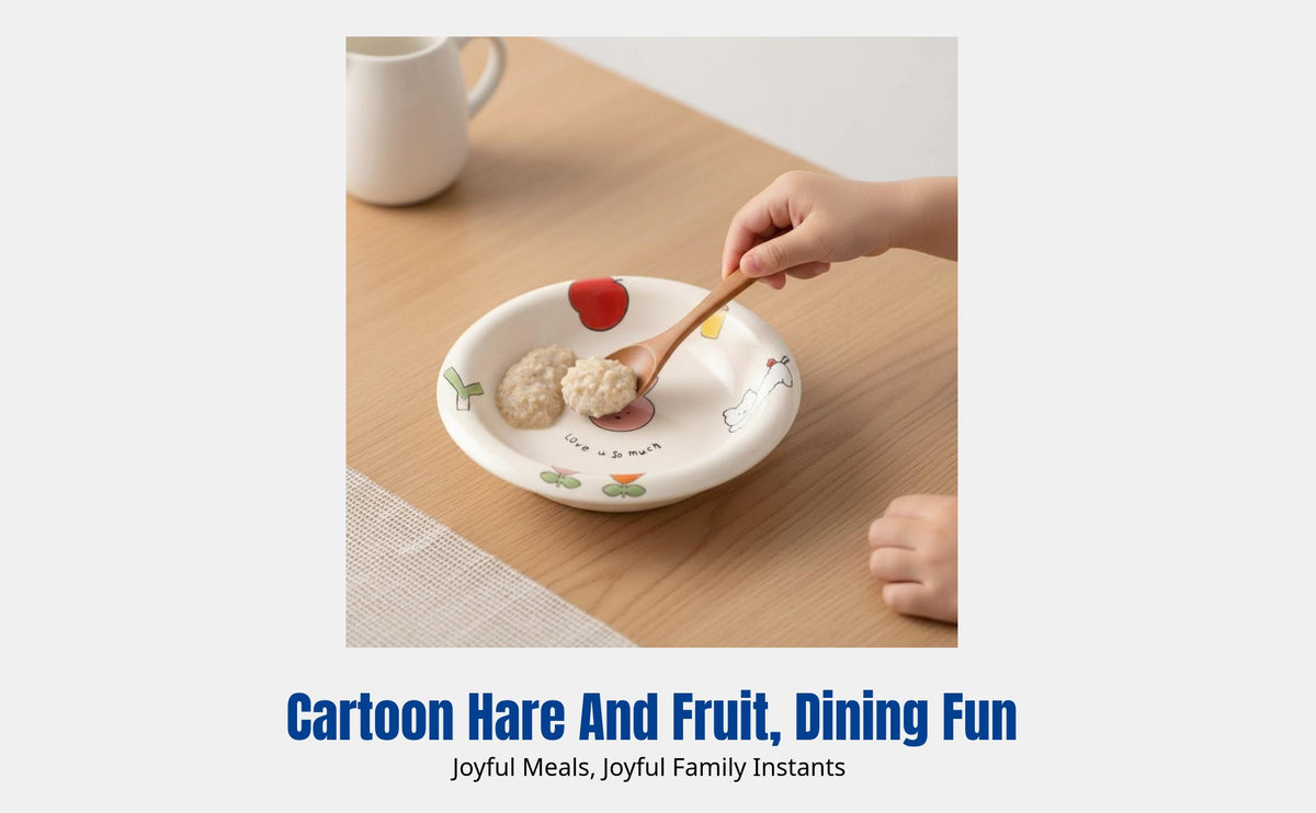 Cartoon Dinnerware Set, Hand-Painted Under-Glaze Ceramic Rice Bowl, Fruit Hare Plate, Home