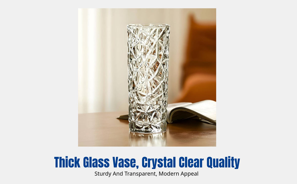 Nordic Thickened Glass Vase, Modern Ins Style, Desktop Flower Arrangement for Living Room, Roses, Lilies, Lucky Bamboo