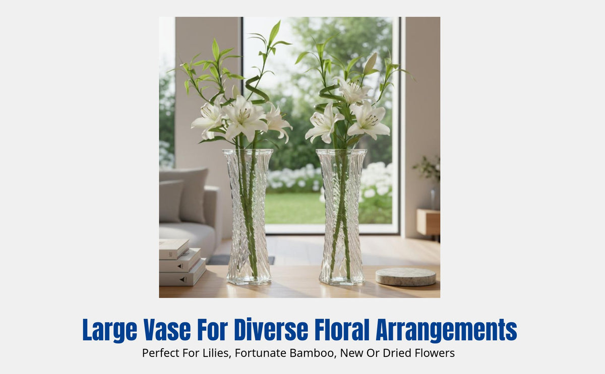 Glass Vase, Transparent Desktop Flower Holder, For Lucky Bamboo, Dried Flowers, Home Decor