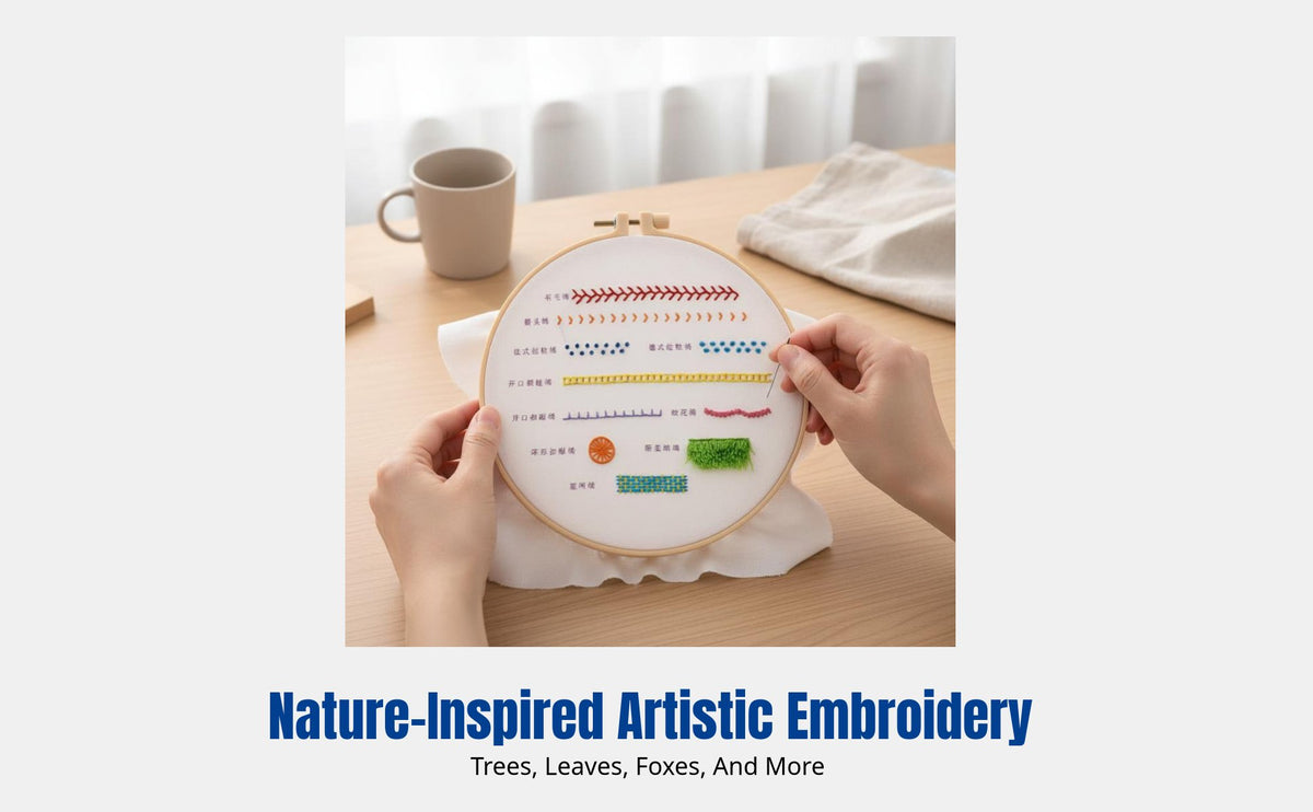 Embroidery Kit for Beginners, DIY Handcraft Embroidery Material Set, Complete Needlework Tools, Easy Practice, Guide Included