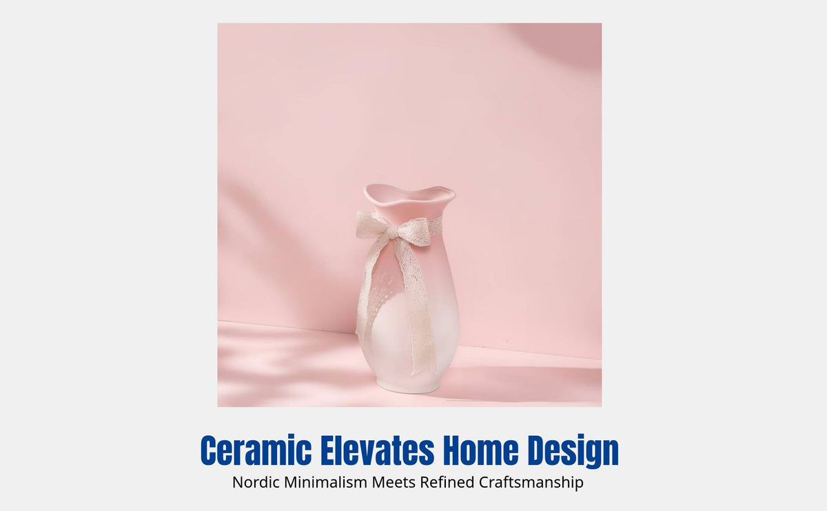 Ceramic Vase, Nordic Gradient Rose, Modern Home Decor, Countertop Flower Holder, Entryway Decoration