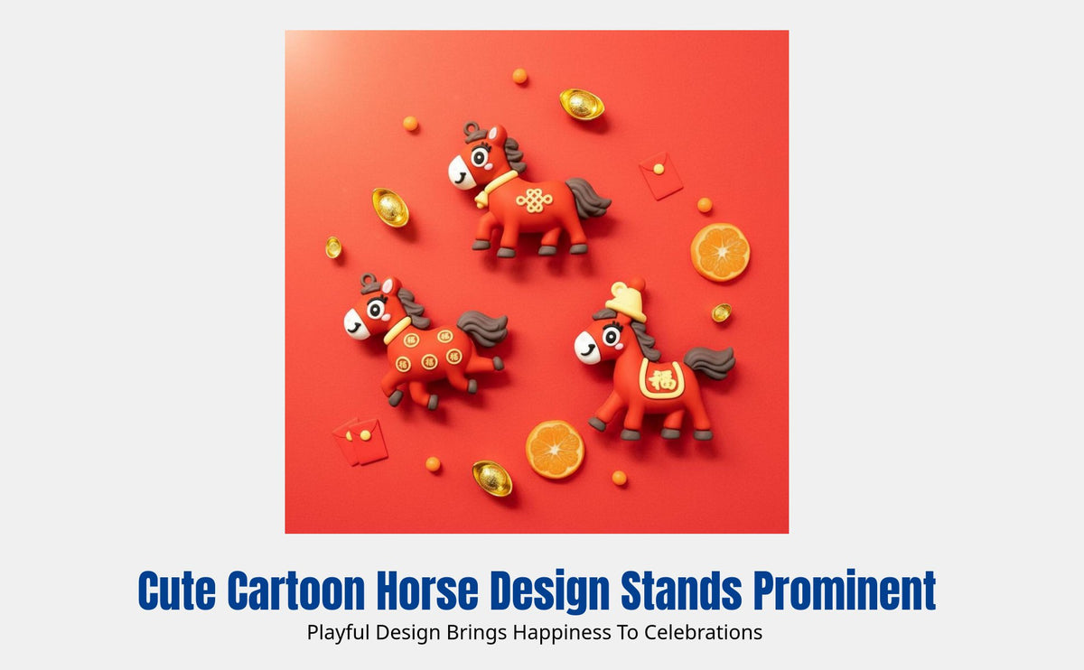 Year of the Horse Cake Topper, Lucky Horse PVC Soft Rubber Keychain, Festive Bag Decoration, Random Design