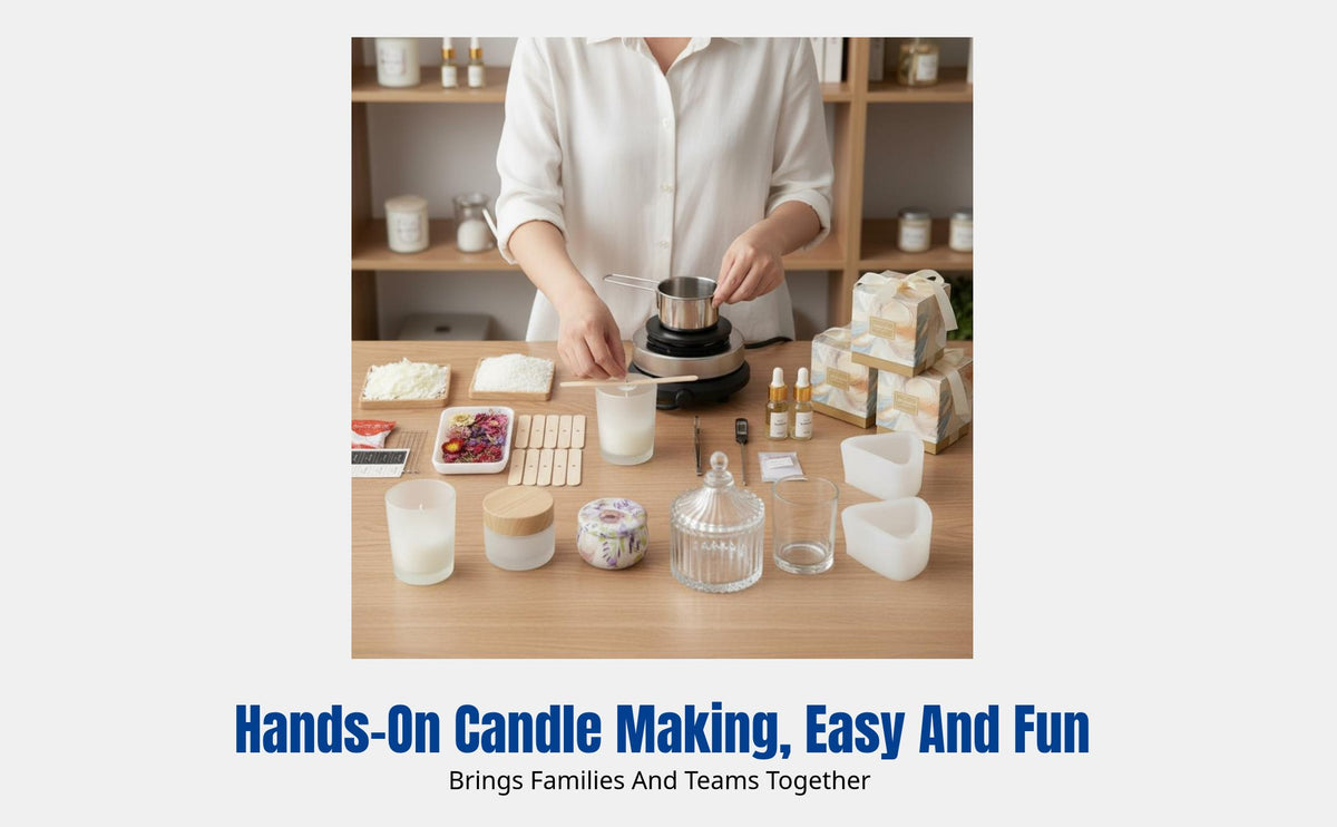 DIY Scented Candle Kit, Soy Wax Set, Glass Container, Handmade Gift, Team Building, Home Decor
