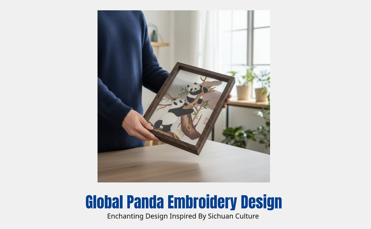 Sichuan Panda Embroidery, Handmade Double-Sided Silk Art, Chinese Cultural Gift, Unique Souvenir for International Friends