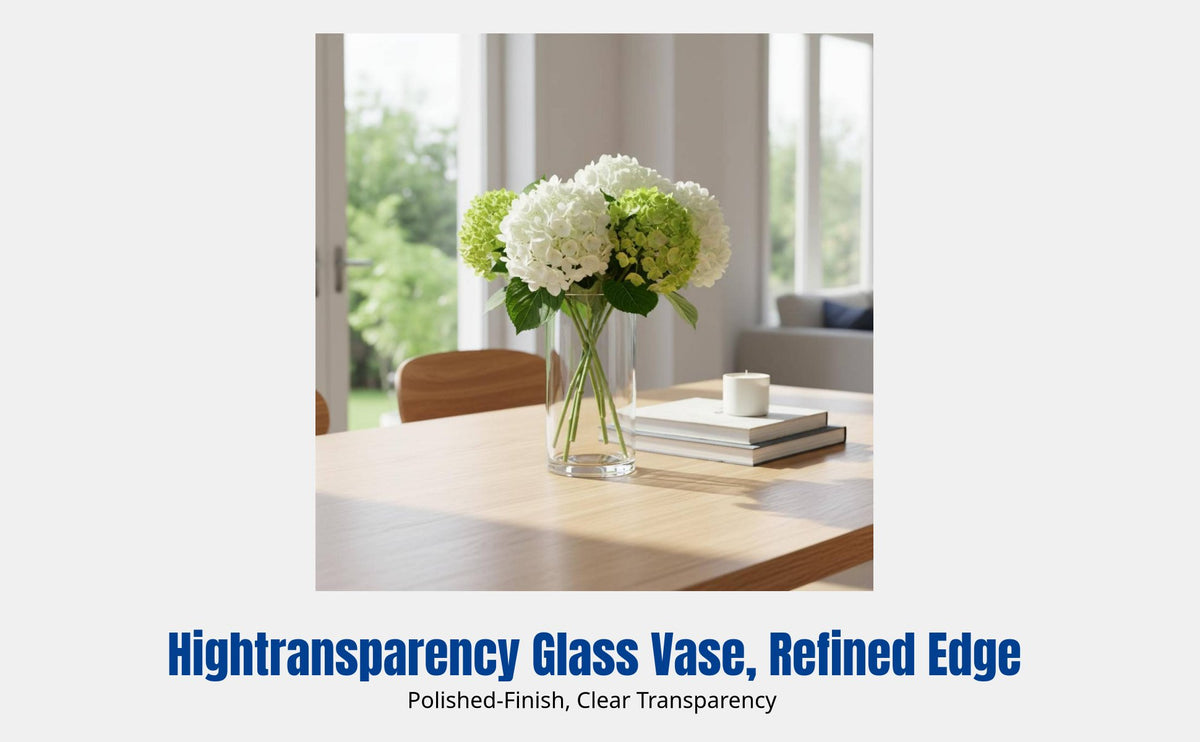 Modern Transparent Glass Vase, Cylindrical Small Mouth, Desktop Flower Holder, Living Room, Hydroponic Decoration