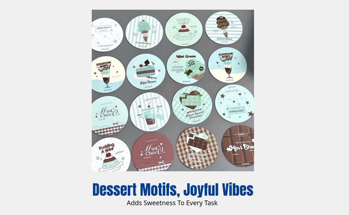 Mint Choco Series Round Stamp Stickers, Korean Design, Teal, DIY Gift Packaging Decoration