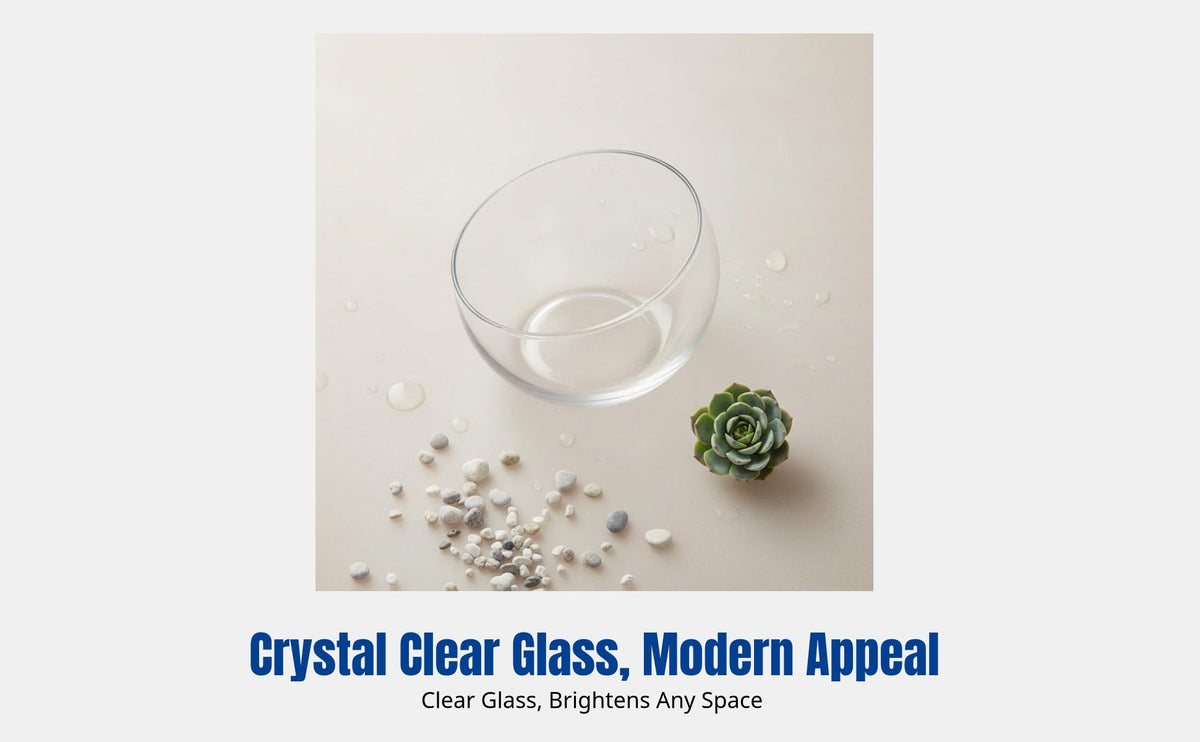 Creative Thickened Slant Glass Bowl, Transparent Vase Planter, Hydroponic Terrarium, Round Design