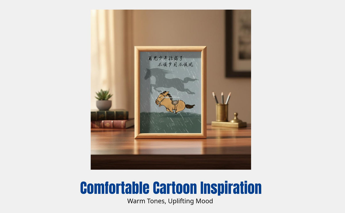 Inspirational Lion Picture Frame, Desktop Decor, Farewell Youth, Motivational Quote, Rectangular Wooden Frame