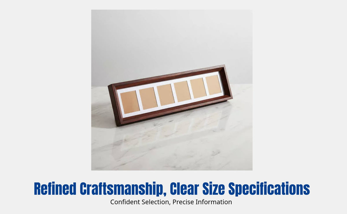 Rectangular display frame with 6 compartments, DIY specimen holder, decorative coin art, calligraphy mount