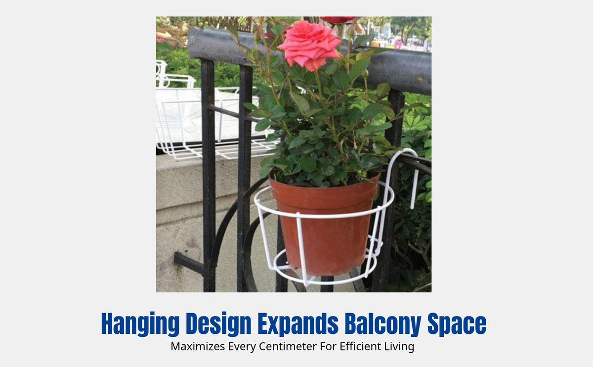 Round Iron Flower Pot Hanger, Balcony Railing Hanging Stand, Wall-Mounted Storage Basket, Simple Design