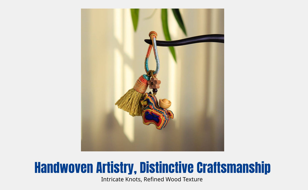 Handmade Rainbow Horse Keychain, Colorful Tassel Accent, Orange Bag Charm, Decorative Good Luck Accessory