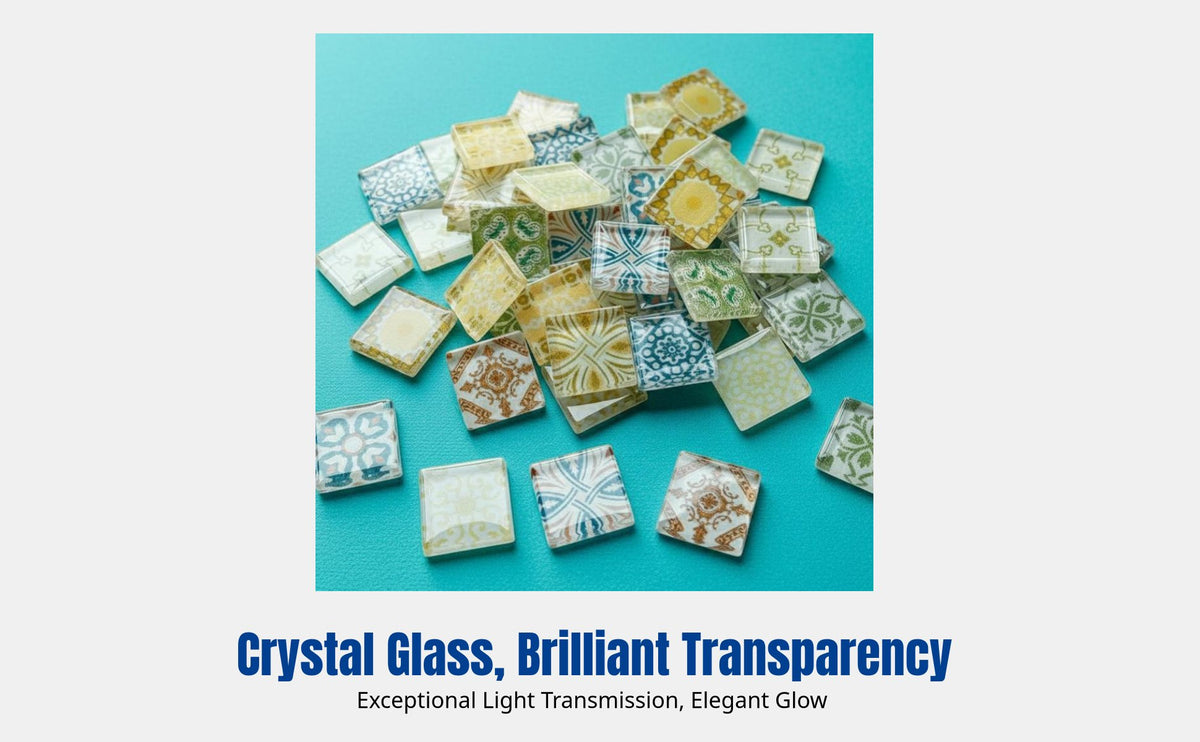 Crystal Glass Tile, Printed Pattern, DIY Material, See-Through, Art & Craft, Home Decor