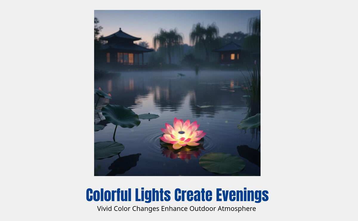 Solar-Powered Floating Lotus Light, Colorful LED Water Lily, Pond, Pool, Creek Decoration