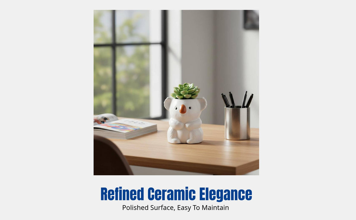 Ceramic Cartoon Koala Flower Pot, Cute Planter, Desktop Pot, Garden Decoration
