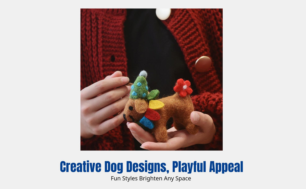 Wool Creature Ornament, Handmade Dog Keychain, Winter Bag Charm, Cute Car Decor, Random Design