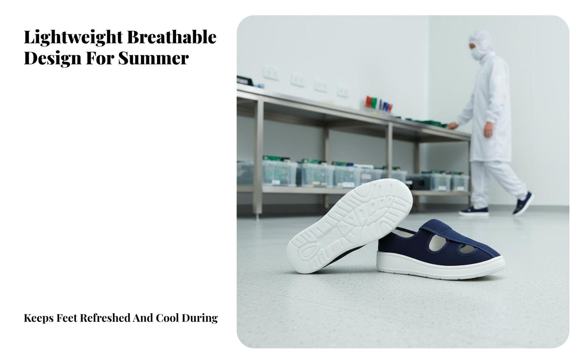 Anti Shoes, PU Thickened Soft Sole, Breathable Summer Cleanroom Work Shoes for Men & Women