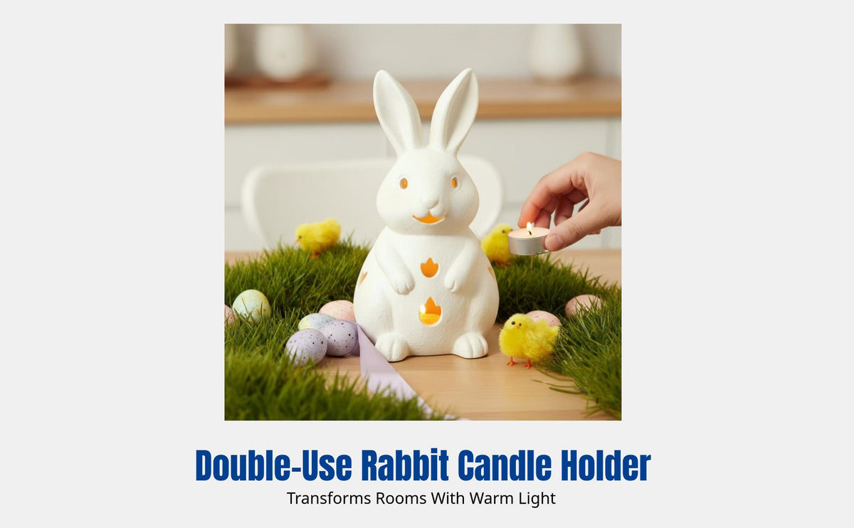 Easter Bunny Candle Holder, Resin Cute Bunny Home Decor, Creative Candle Stand