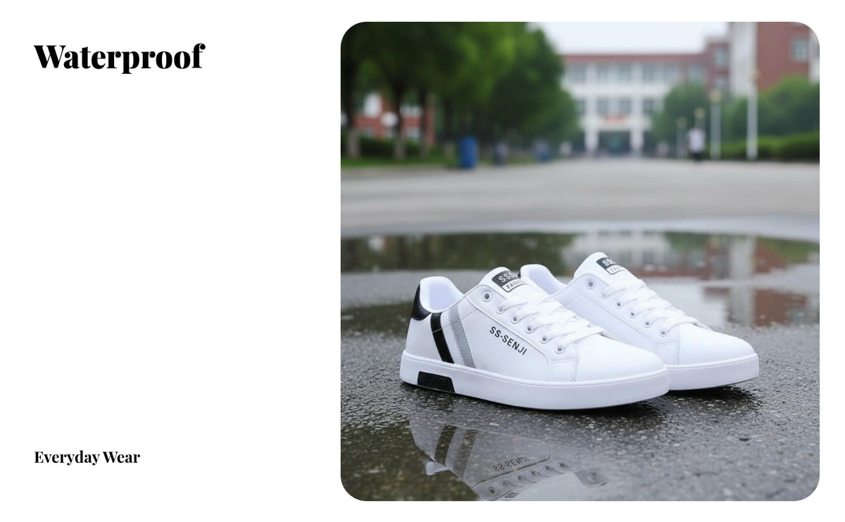 Men's Flat trainers, Summer Waterproof PU Leather, relaxed Lace-Up, Youth Trend Shoes