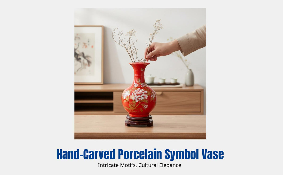 Jingdezhen Ceramic Vase, Home Decor, Desktop Flower Holder, Chinese Craft, Living Room, TV Cabinet