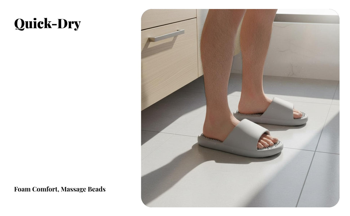 Men's Bathroom house shoes, 2025 New Indoor Home Shower Sandals, Anti-Slip, Quick-Dry, foam Odor-Resistant Slides