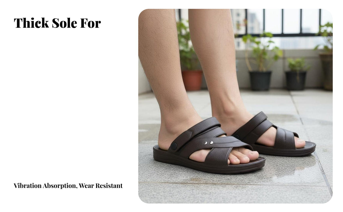 Men's Rubber Sandals, Summer Slip-On, Thick Sole, Anti-Slip, Open Toe, Beach Shoes