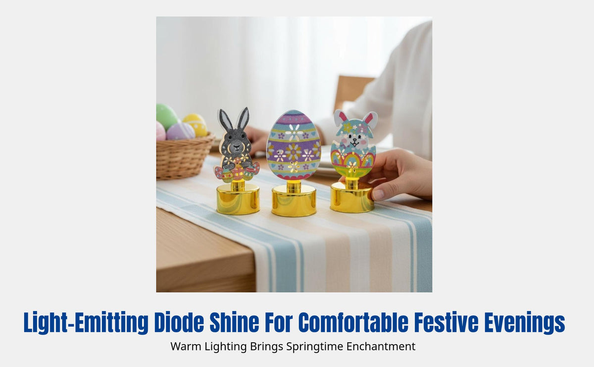 Easter Iron Candle Light, Cartoon Bunny Oval LED Night Light, Desktop Decor