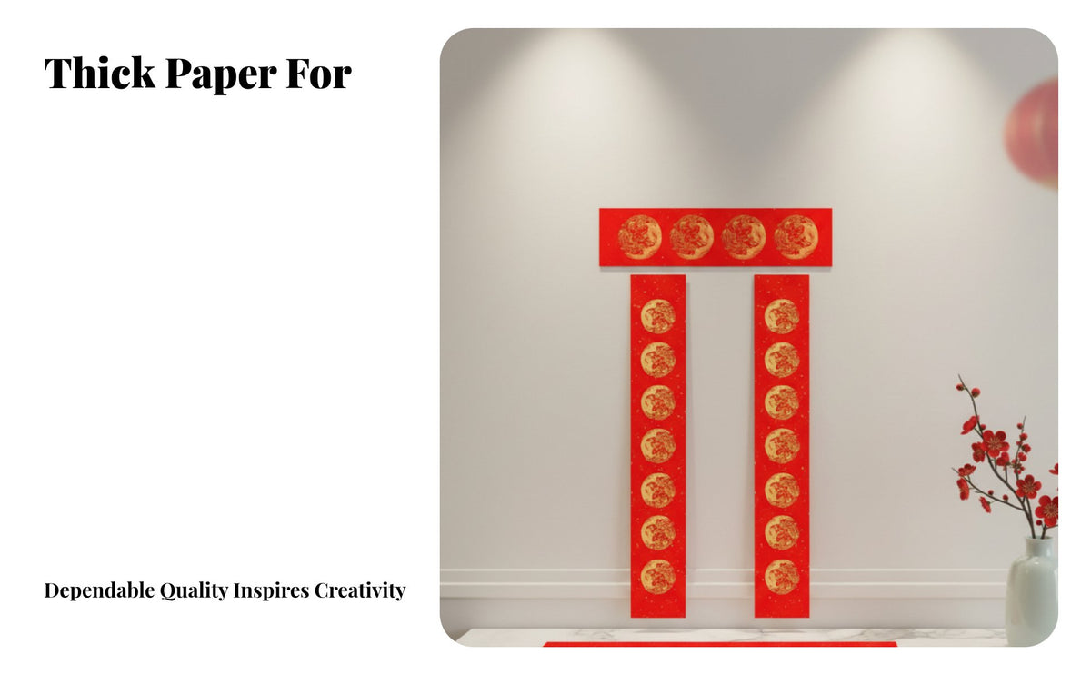 Red Xuan paper with gold flecks, customizable size.