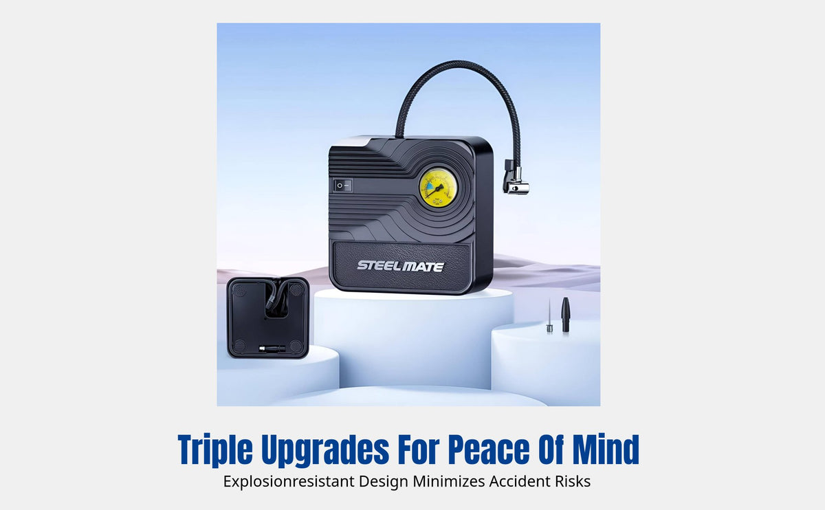Car Tire Inflator, 12V Portable Electric Air Compressor, Emergency Vehicle Compressor, Digital Display