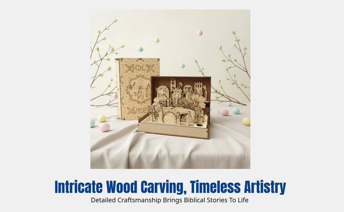Family Easter Wooden Craft, Holy Week Teaching Gift, Religious Wood Decor