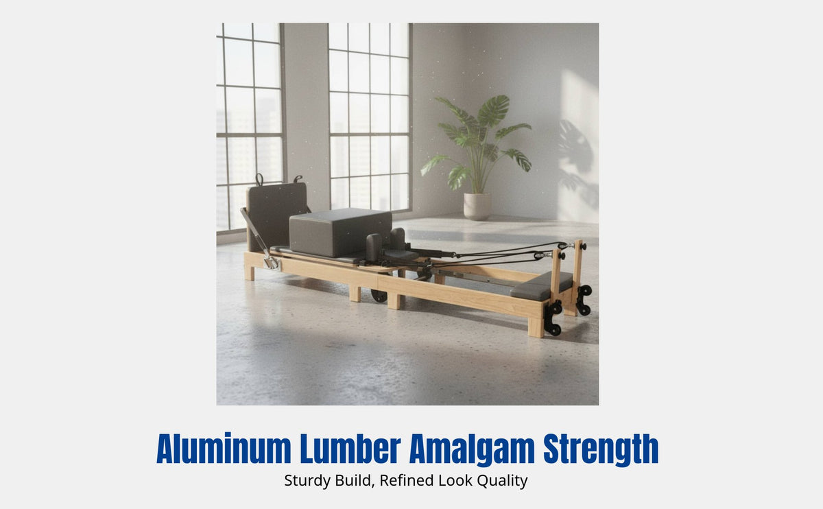 Pilates Reformer Bed, Foldable Aluminum Alloy & Wood, Home Gym, Studio Equipment
