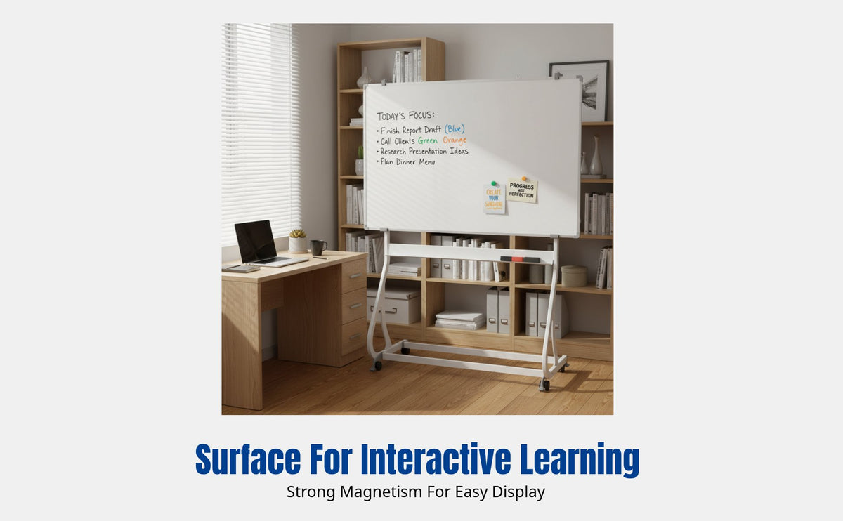 Double-Sided Whiteboard, Stable Stand, Mobile, For Office, Teaching, Training
