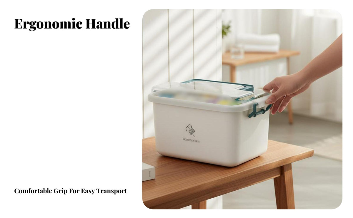 Household Medical Storage Box, Multifunctional First Aid Kit, Double-Tier Organizer with Lid, Large Capacity