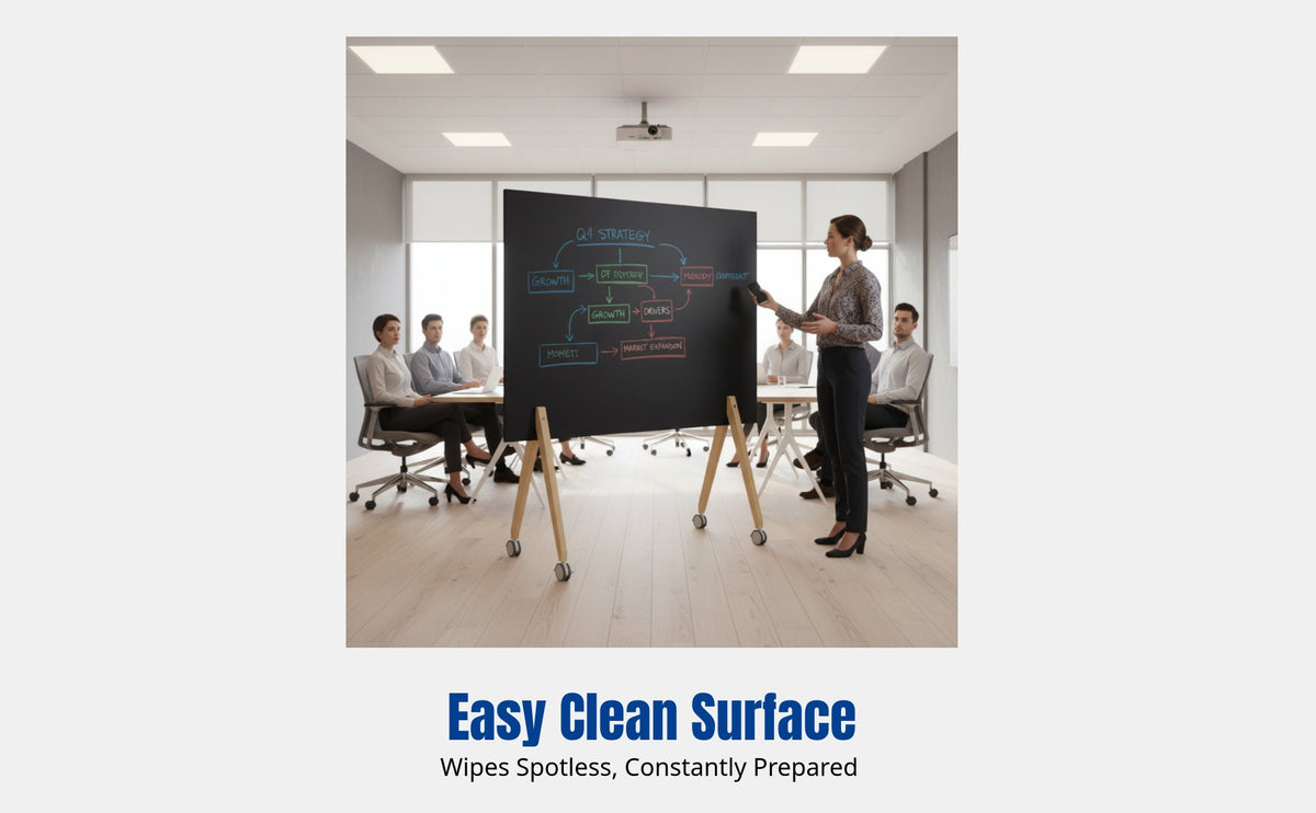 Chalkboard, Green Board, Whiteboard, Mobile Writing Board for Teaching, Training, Conference Room, Wheeled Stand, Erasable Marker, Powder Chalk