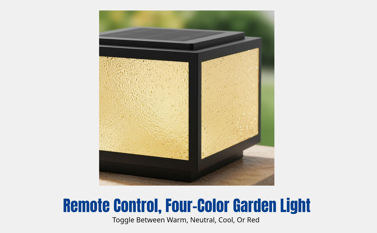 Waterproof Solar Pillar Light for Outdoor Garden, Villa Gate, Fence, Multi-Color, Remote, IP65, Landscape