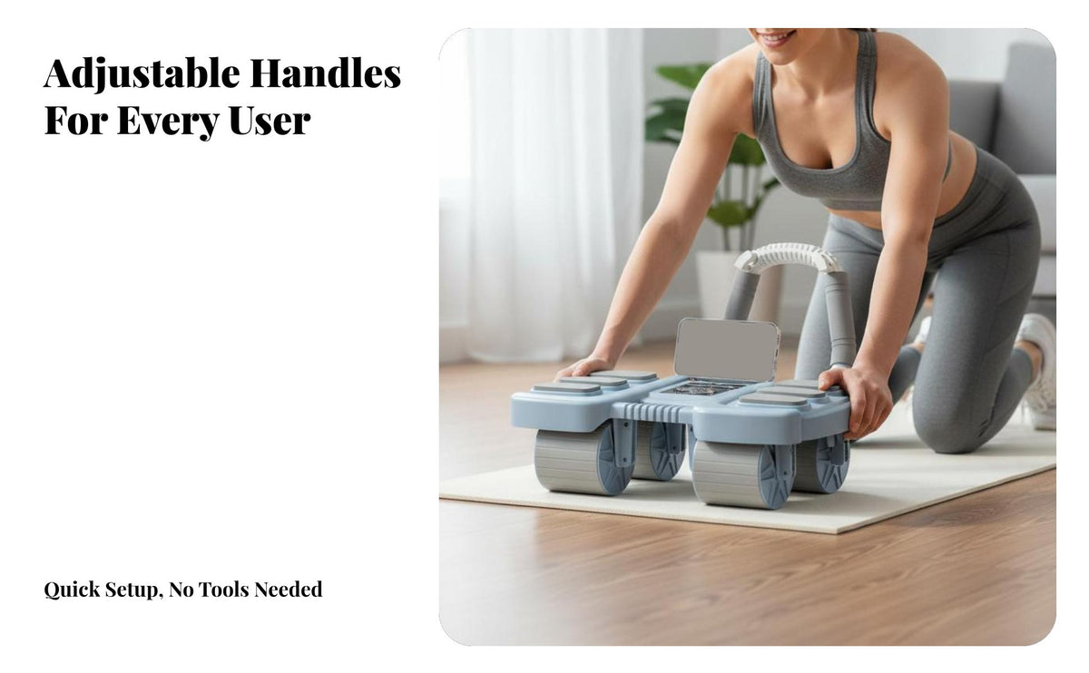 4-Wheel Ab Wheel, Automatic Return, Home Exercise Equipment for Men & Women, Multi-Level Handle, Stomach Weight Reduction