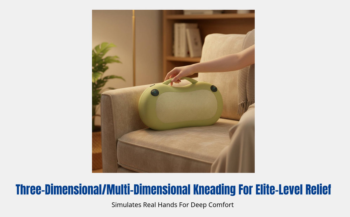Portable Massage Pillow, Kneading, Multifunctional for Neck, Waist, Spine, 3 Modes