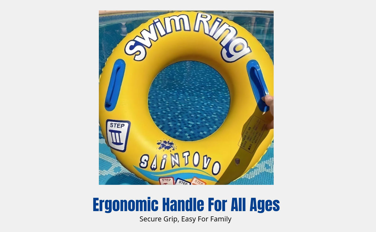Thickened Inflatable Swim Ring with Handles, Water Safety, For Adults & Kids, Seamless